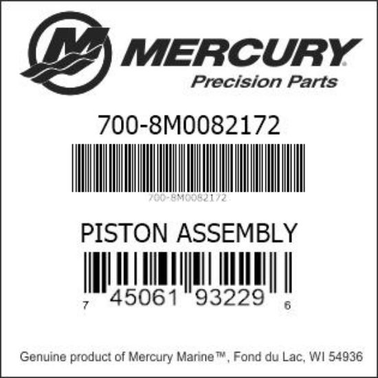 Bar codes for Mercury Marine part number 700-8M0082172