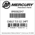 Bar codes for Mercury Marine part number 8M0082547