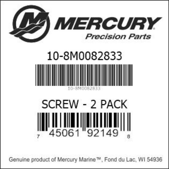 Bar codes for Mercury Marine part number 10-8M0082833