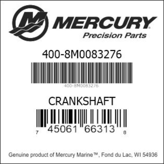 Bar codes for Mercury Marine part number 400-8M0083276