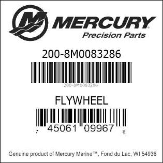 Bar codes for Mercury Marine part number 200-8M0083286