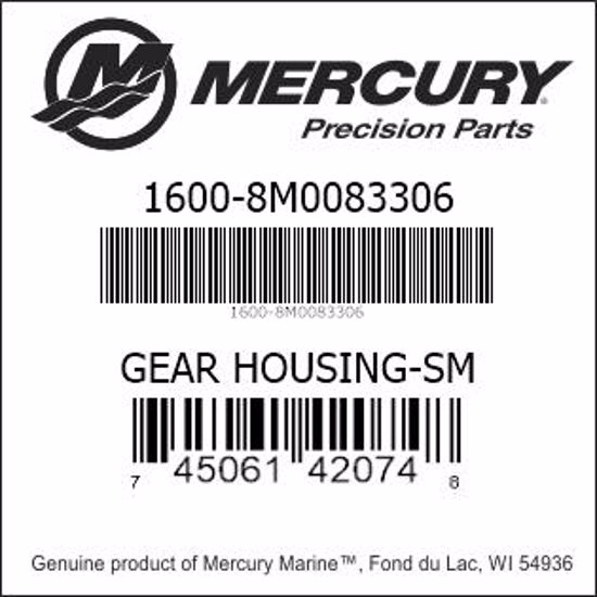 Bar codes for Mercury Marine part number 1600-8M0083306
