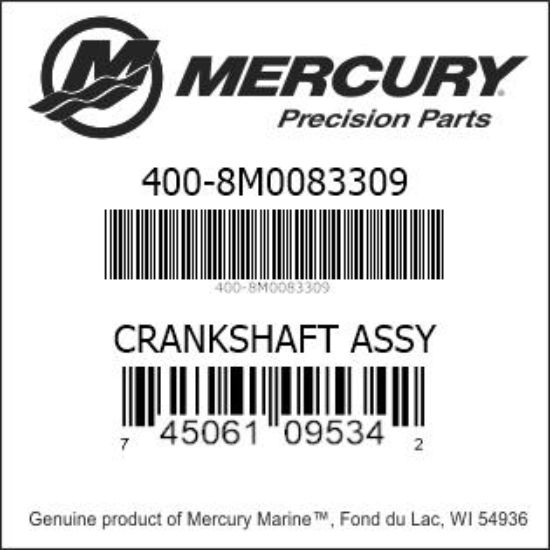 Bar codes for Mercury Marine part number 400-8M0083309