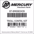 Bar codes for Mercury Marine part number 87-8M0083439