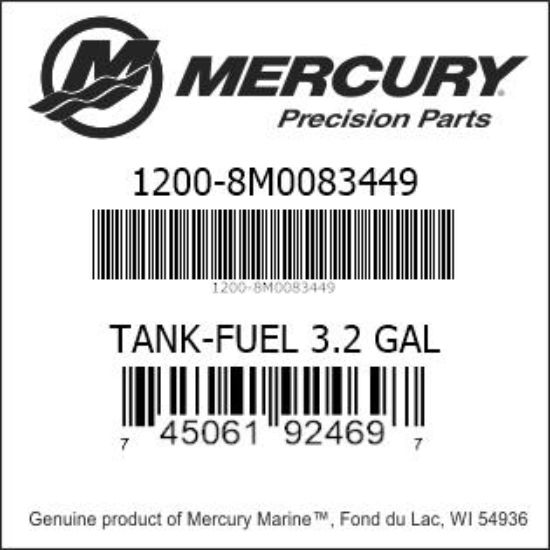 Bar codes for Mercury Marine part number 1200-8M0083449