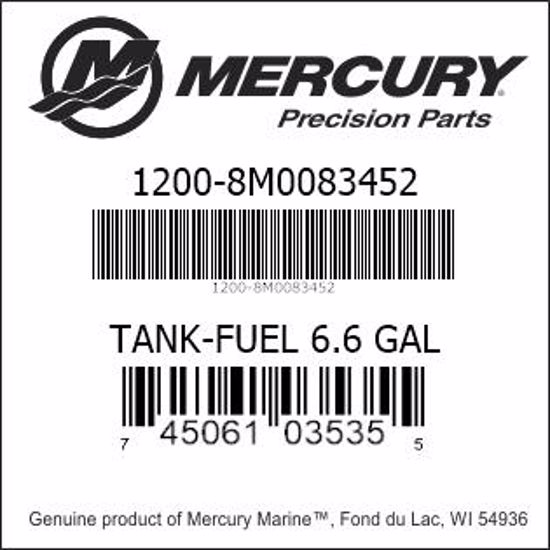 Bar codes for Mercury Marine part number 1200-8M0083452