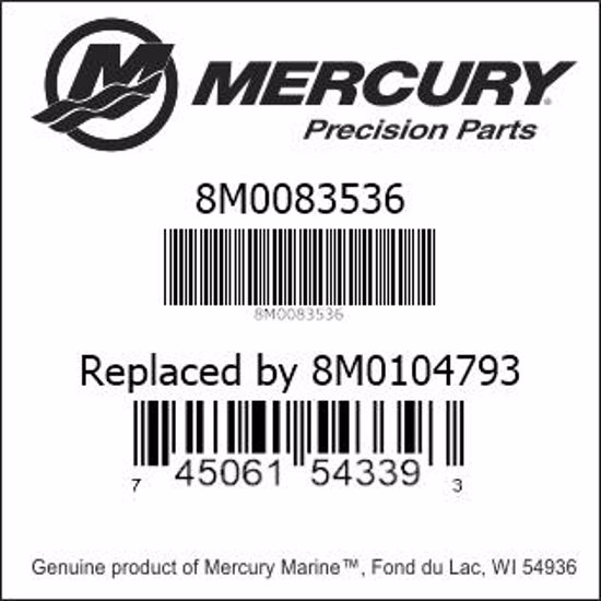 Bar codes for Mercury Marine part number 8M0083536