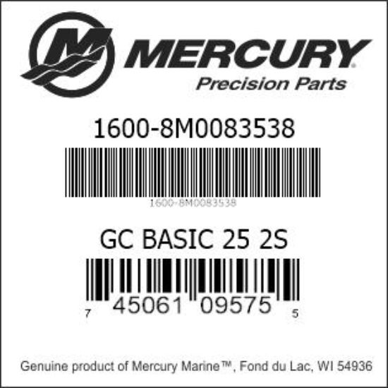 Bar codes for Mercury Marine part number 1600-8M0083538