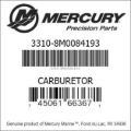 Bar codes for Mercury Marine part number 3310-8M0084193
