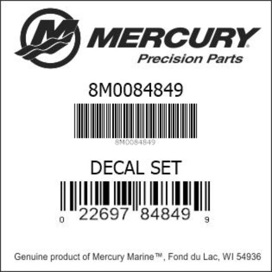 Bar codes for Mercury Marine part number 8M0084849