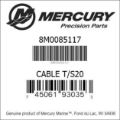 Bar codes for Mercury Marine part number 8M0085117