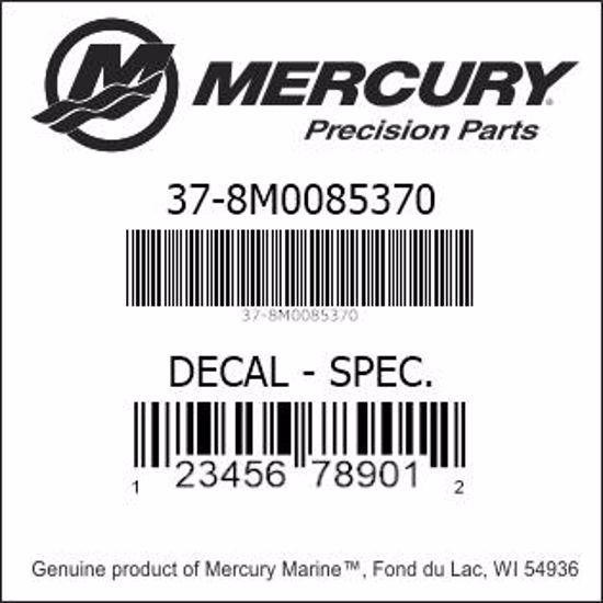 Bar codes for Mercury Marine part number 37-8M0085370