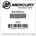 Bar codes for Mercury Marine part number 8M0085642