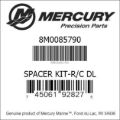 Bar codes for Mercury Marine part number 8M0085790