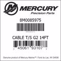 Bar codes for Mercury Marine part number 8M0085975