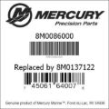 Bar codes for Mercury Marine part number 8M0086000