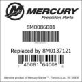 Bar codes for Mercury Marine part number 8M0086001