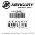 Bar codes for Mercury Marine part number 8M0086323