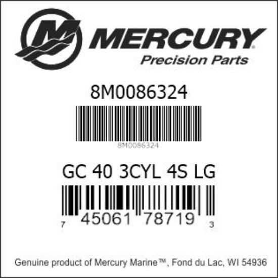 Bar codes for Mercury Marine part number 8M0086324