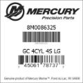 Bar codes for Mercury Marine part number 8M0086325