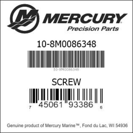 Bar codes for Mercury Marine part number 10-8M0086348