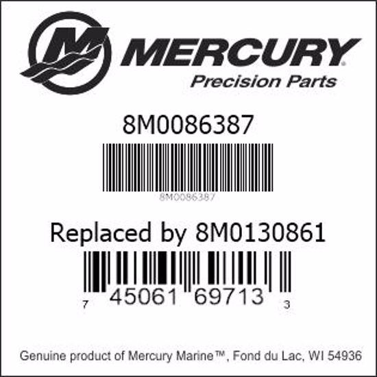 Bar codes for Mercury Marine part number 8M0086387