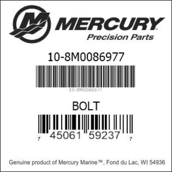 Bar codes for Mercury Marine part number 10-8M0086977
