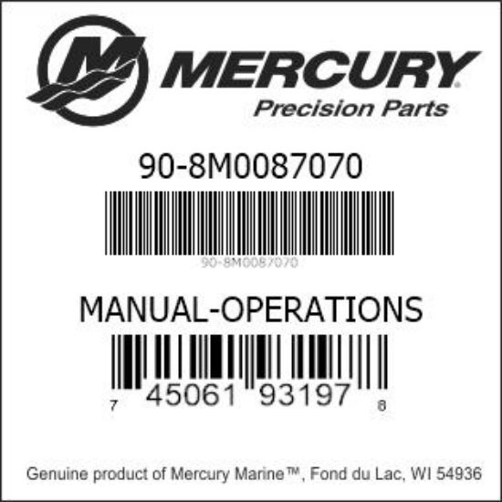 Bar codes for Mercury Marine part number 90-8M0087070