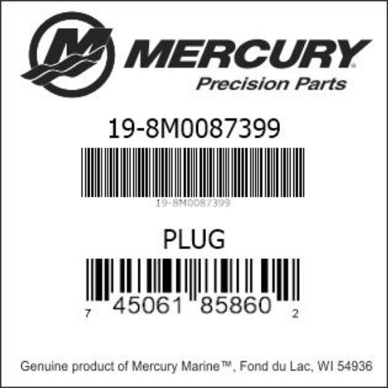 Bar codes for Mercury Marine part number 19-8M0087399