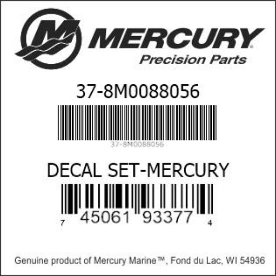 Bar codes for Mercury Marine part number 37-8M0088056