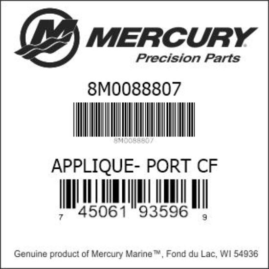 Bar codes for Mercury Marine part number 8M0088807