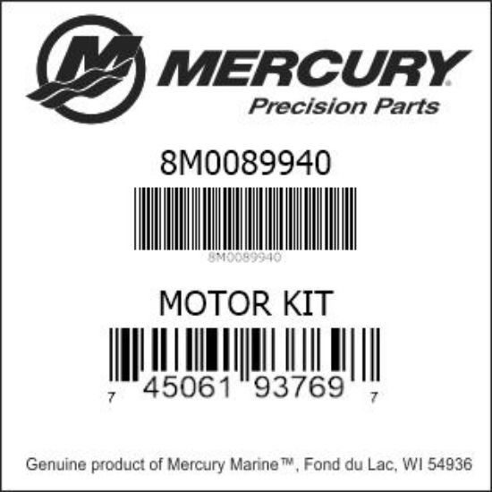 Bar codes for Mercury Marine part number 8M0089940