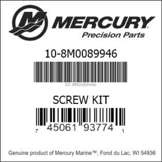 Bar codes for Mercury Marine part number 10-8M0089946