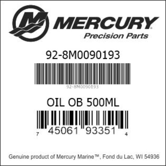 Bar codes for Mercury Marine part number 92-8M0090193