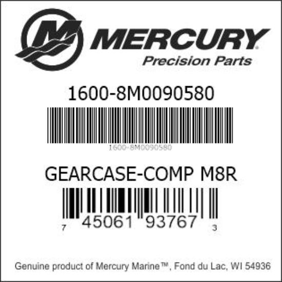 Bar codes for Mercury Marine part number 1600-8M0090580