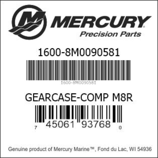 Bar codes for Mercury Marine part number 1600-8M0090581