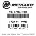 Bar codes for Mercury Marine part number 900-8M0090760