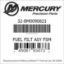 Mercury Marine part number 32-8M0090821 FUEL FILT ASY FSM Bar codes for Mercury Marine part number 32-8M0090821