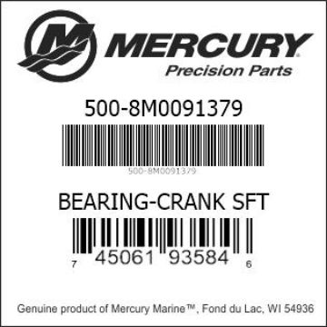 Mercury Marine part number 500-8M0091379 BEARING-CRANK SFT Bar codes for Mercury Marine part number 500-8M0091379
