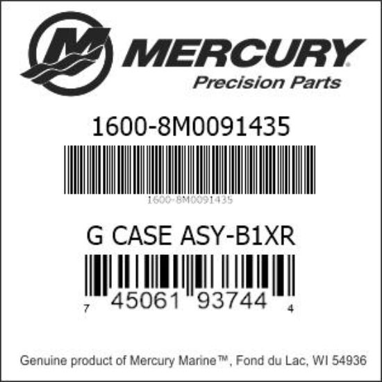 Bar codes for Mercury Marine part number 1600-8M0091435