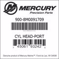 Bar codes for Mercury Marine part number 900-8M0091709
