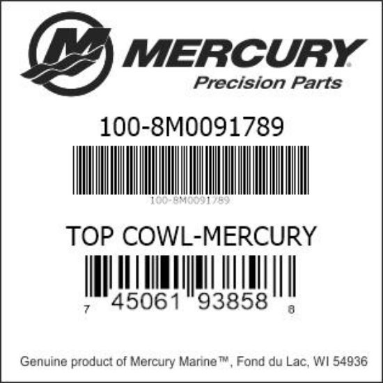 Bar codes for Mercury Marine part number 100-8M0091789