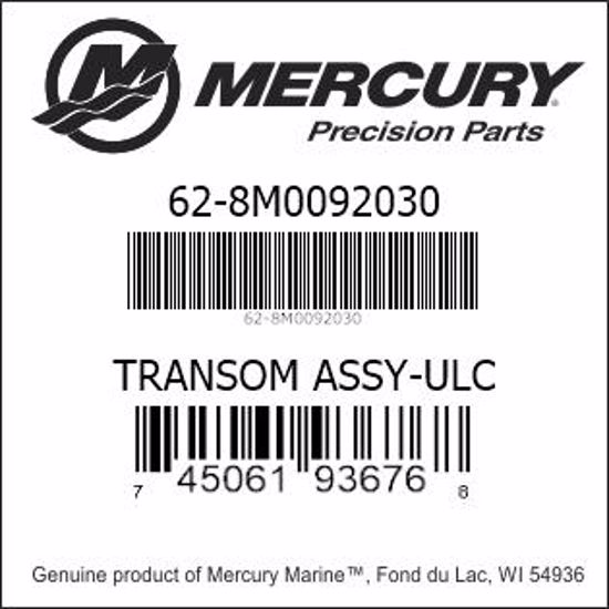 Bar codes for Mercury Marine part number 62-8M0092030