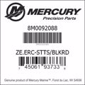 Bar codes for Mercury Marine part number 8M0092088