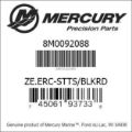 Bar codes for Mercury Marine part number 8M0092088