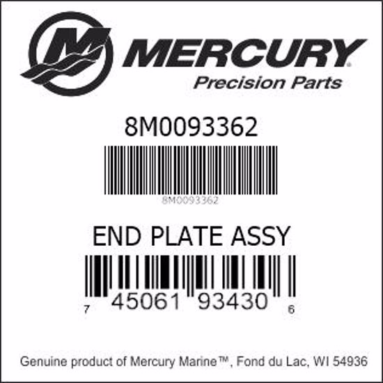 Bar codes for Mercury Marine part number 8M0093362