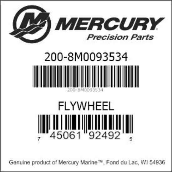 Bar codes for Mercury Marine part number 200-8M0093534
