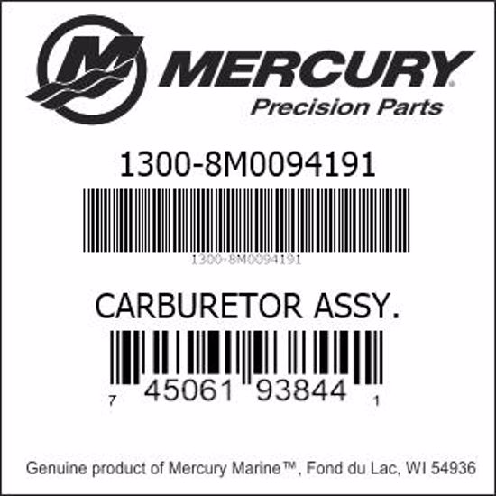 Bar codes for Mercury Marine part number 1300-8M0094191
