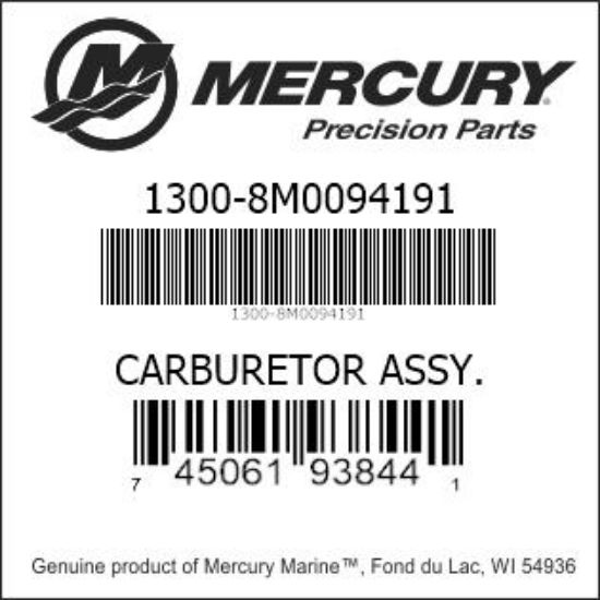 Bar codes for Mercury Marine part number 1300-8M0094191