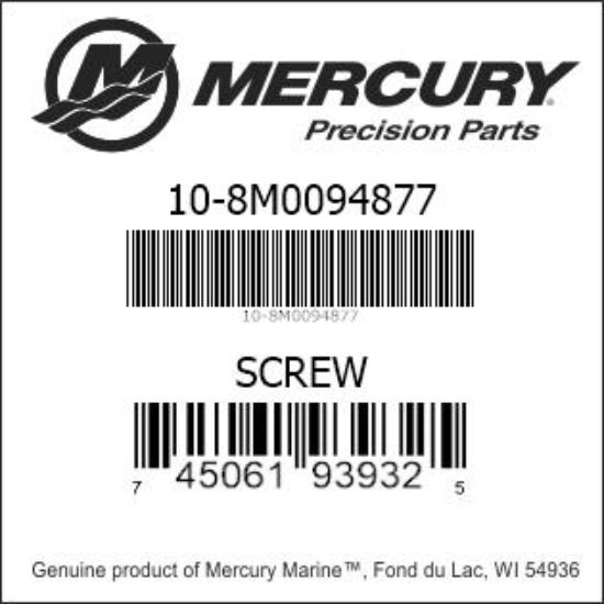 Bar codes for Mercury Marine part number 10-8M0094877